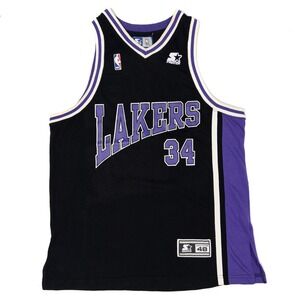 Vintage 90s Starter Shaquille O'Neal Lakers Jersey Mens Size L NBA #34